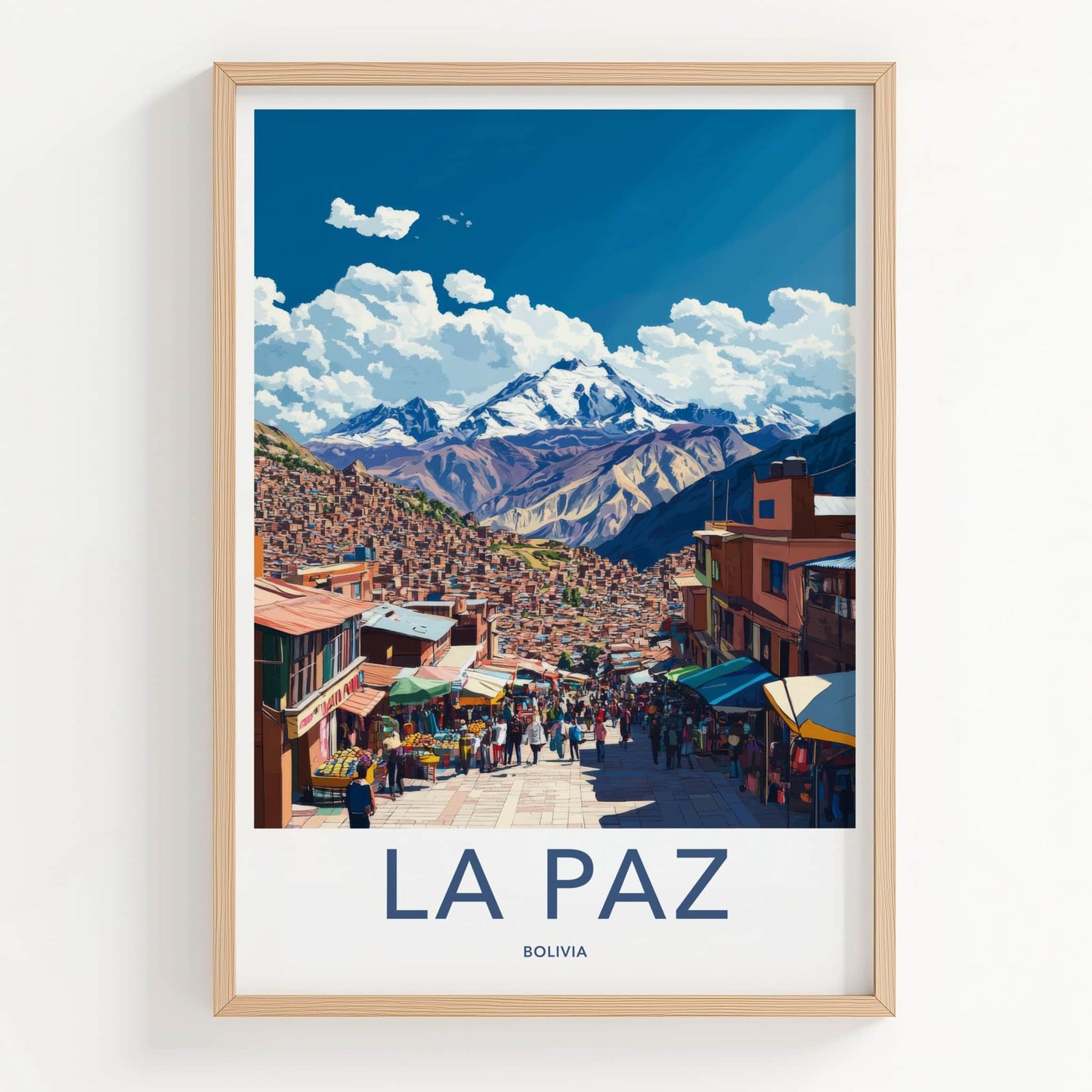 La Paz Poster - Bolivia Travel Art - Mountain City Market Home Decor