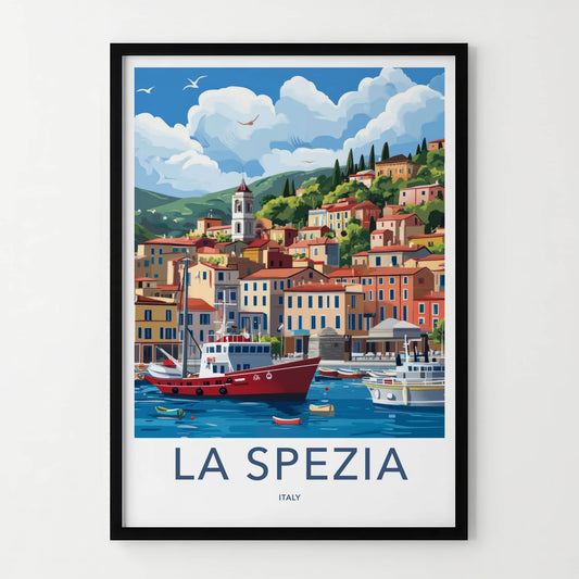 La Spezia Poster - Italy Travel Art - Boats Italian Coast Home Decor