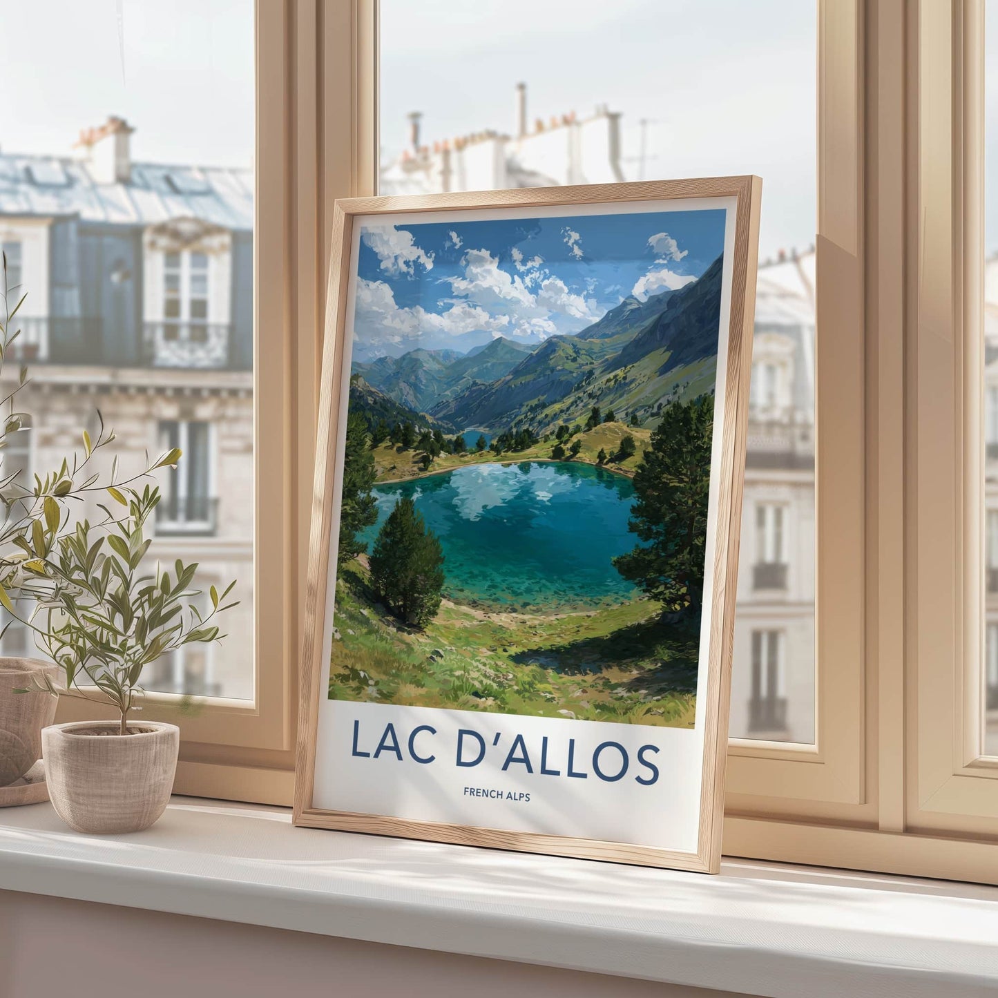 Lac D'Allos Poster - France Travel Art - Verdant Lakeside Pine Trees Home Decor