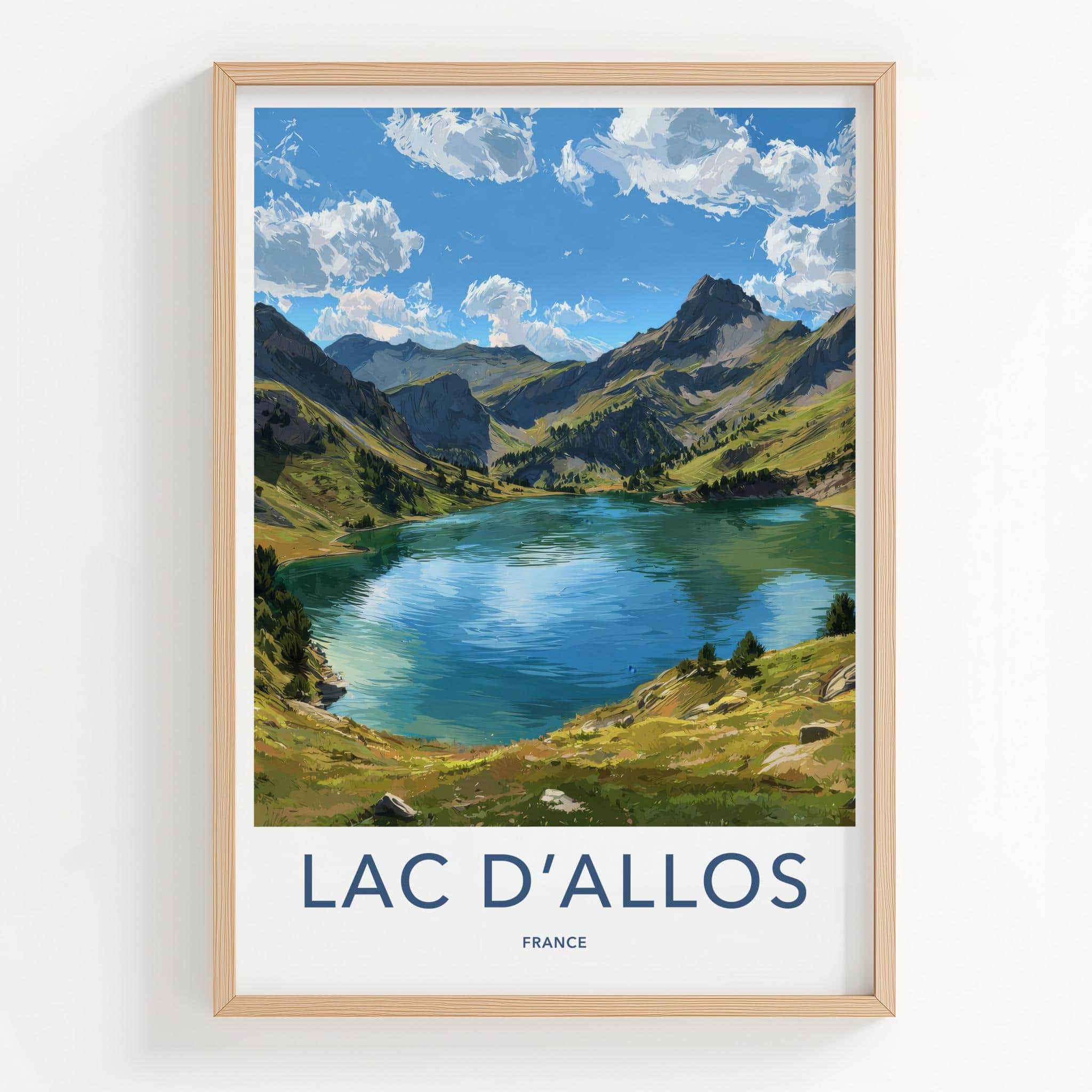 Lac dAllos Poster - France Travel Art - Alpine Lake Panorama Wall Decor