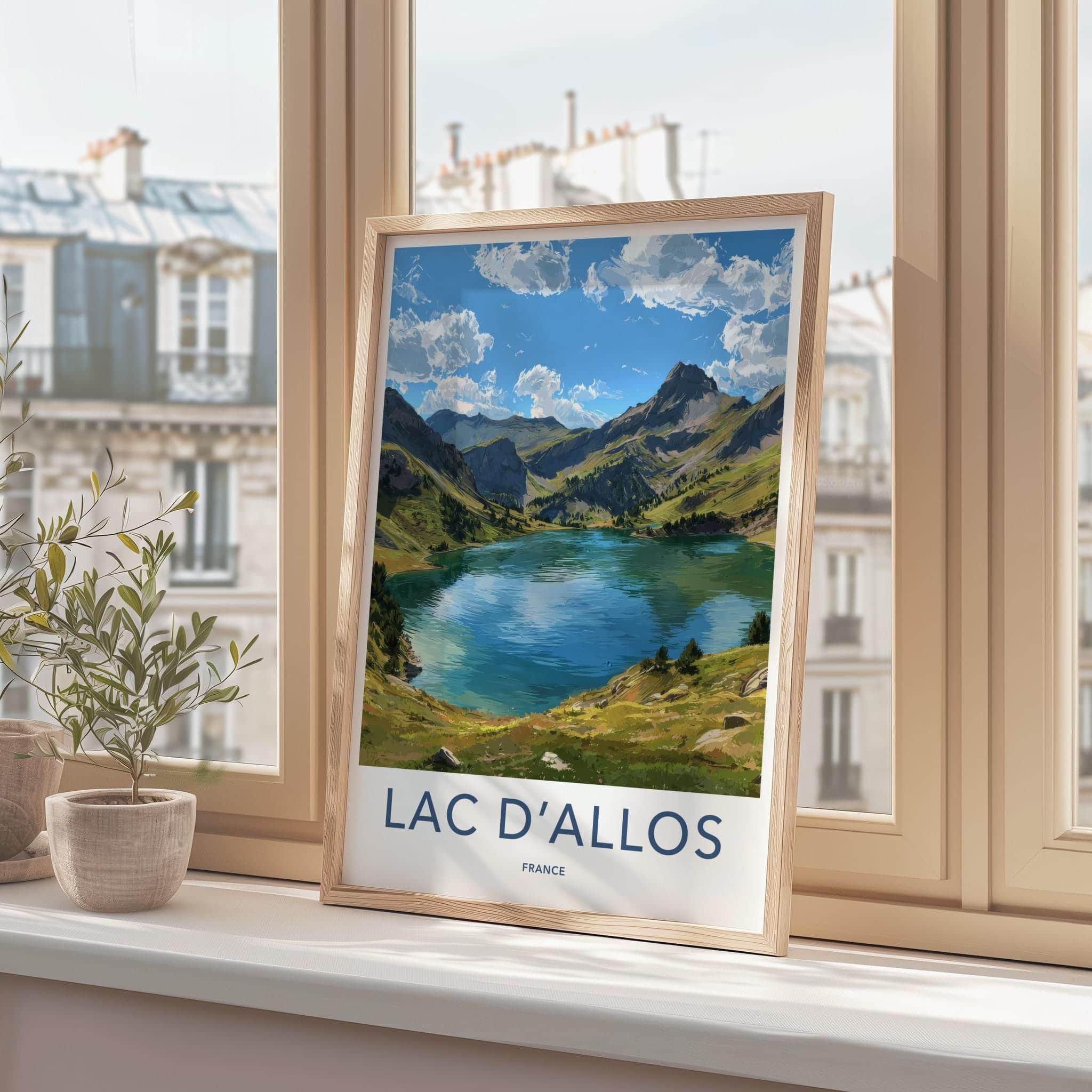 Lac dAllos Poster - France Travel Art - Alpine Lake Panorama Wall Decor