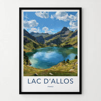 Lac dAllos Poster - France Travel Art - Alpine Lake Panorama Wall Decor