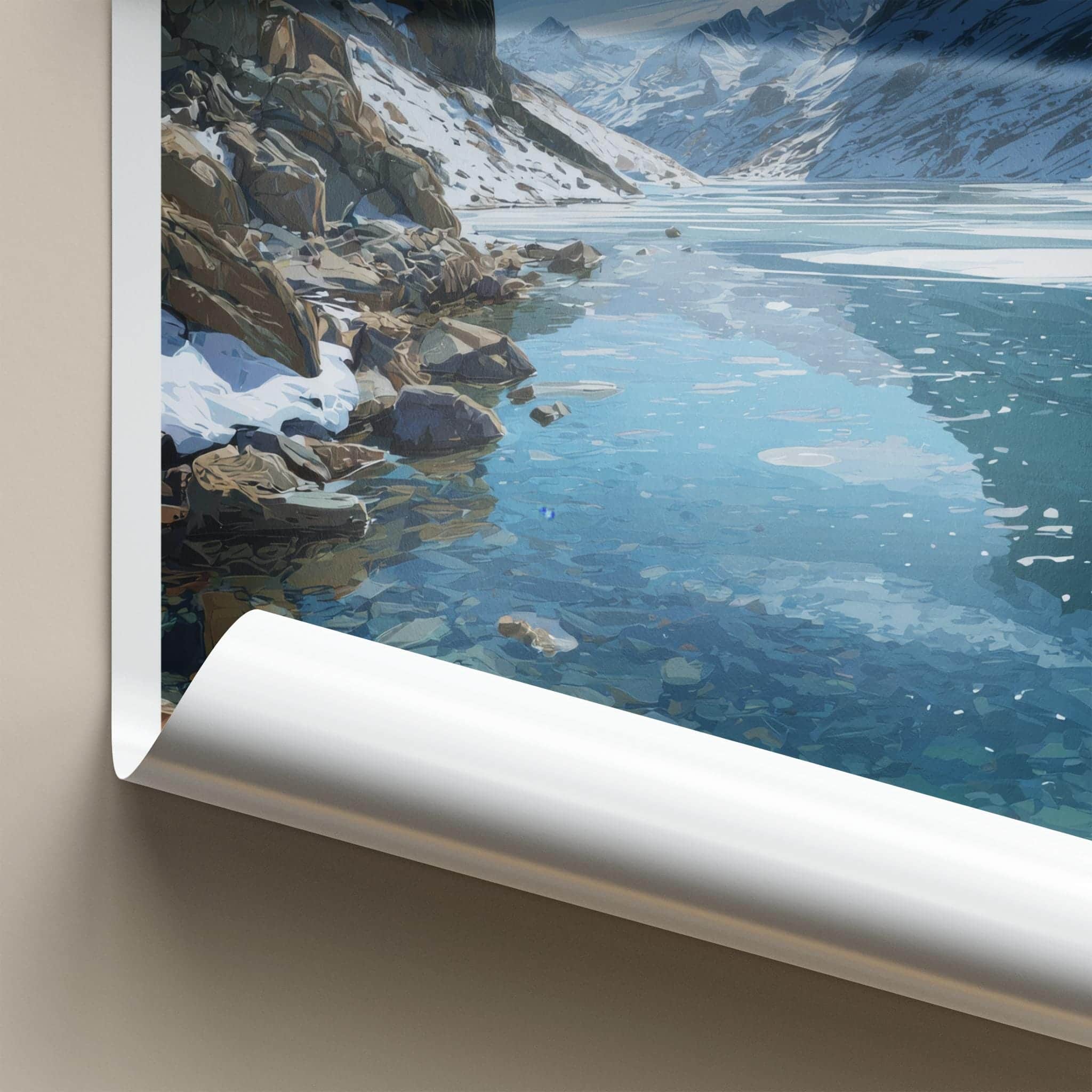 Lac De L'Eychauda Poster - France Wall Art - Frozen Alpine Lake Home Decor
