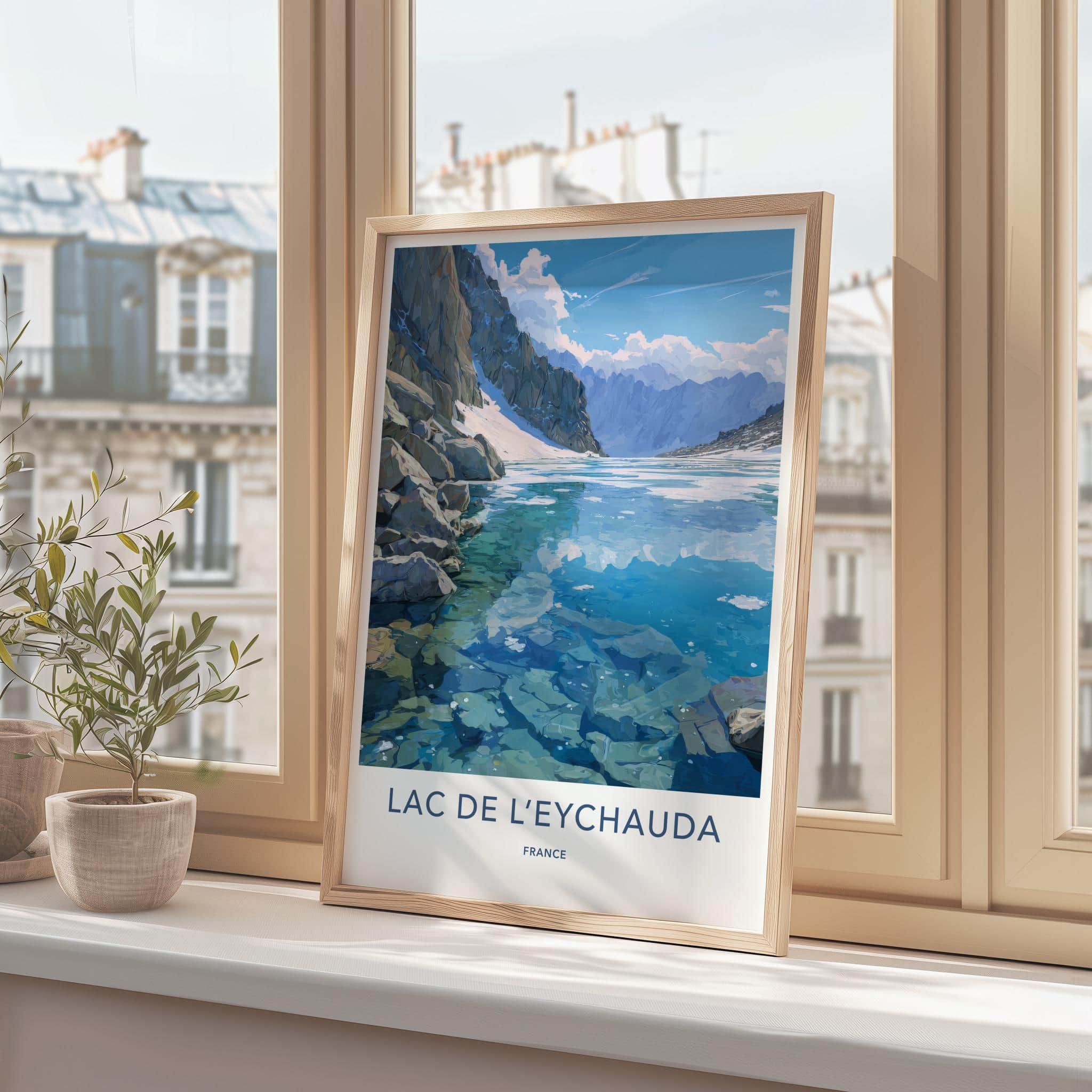 Lac De LEychauda Poster - France Travel Art - Clear Mountain Lake Home Decor