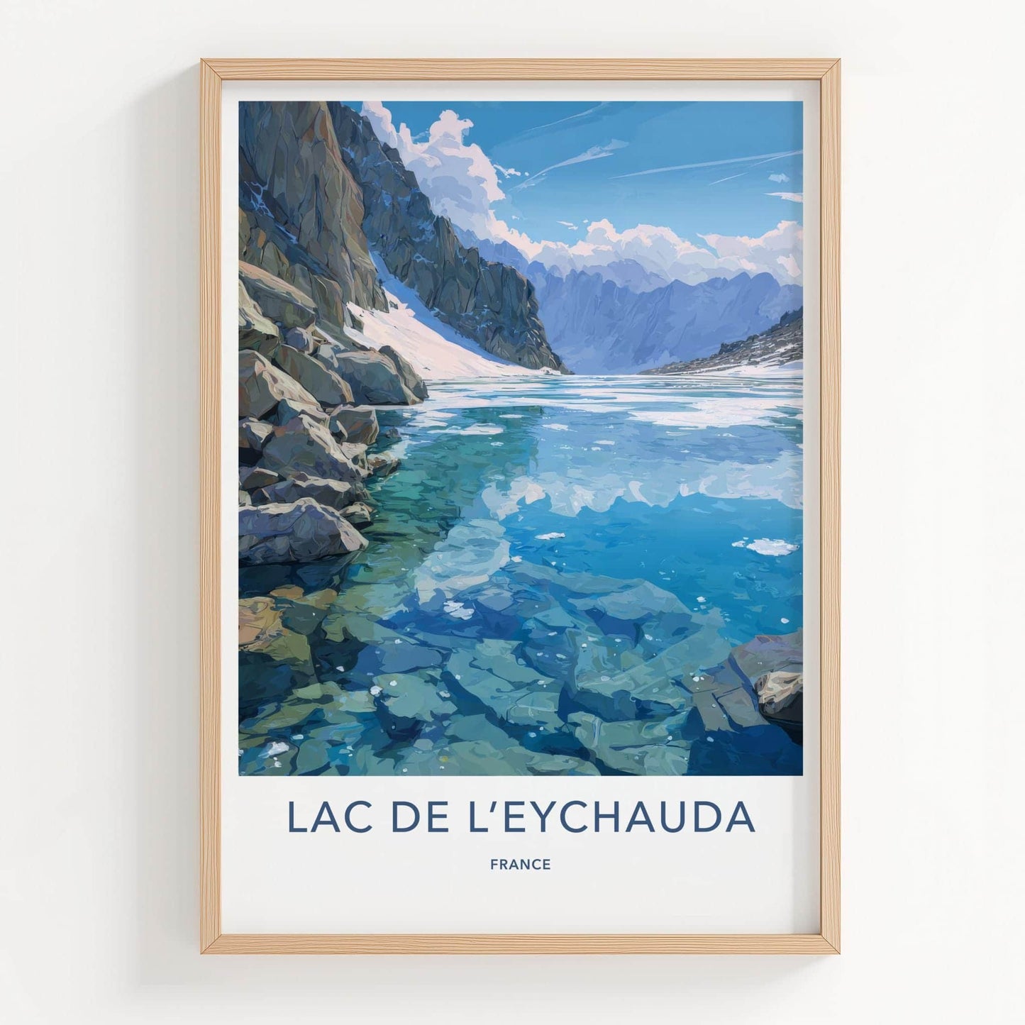 Lac De LEychauda Poster - France Travel Art - Clear Mountain Lake Home Decor