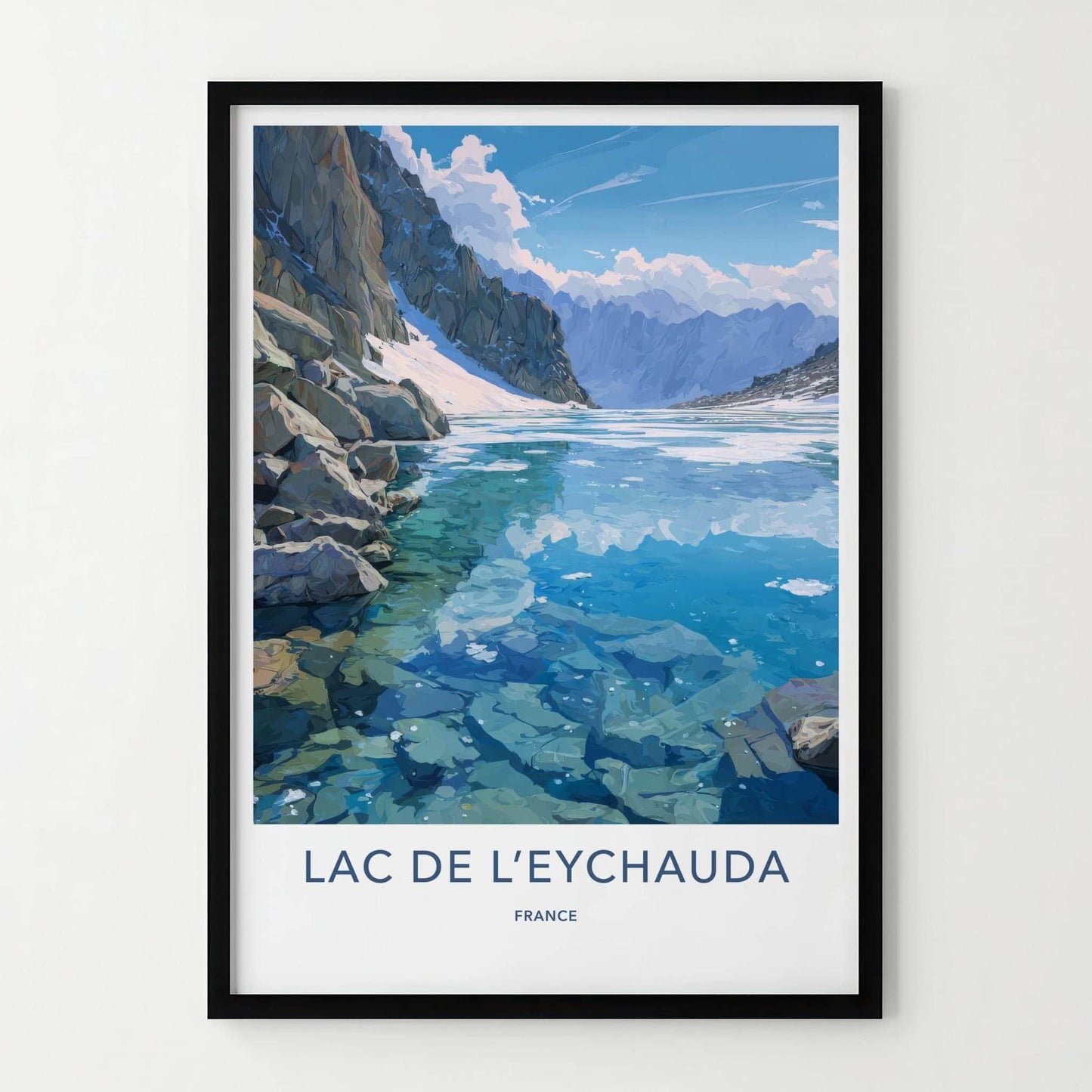 Lac De LEychauda Poster - France Travel Art - Clear Mountain Lake Home Decor