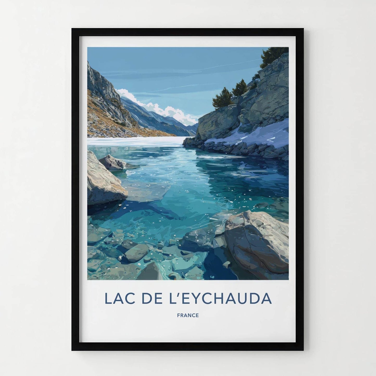 Lac De LEychauda Poster - France Travel Art - Clear Mountain Lake Home Decor