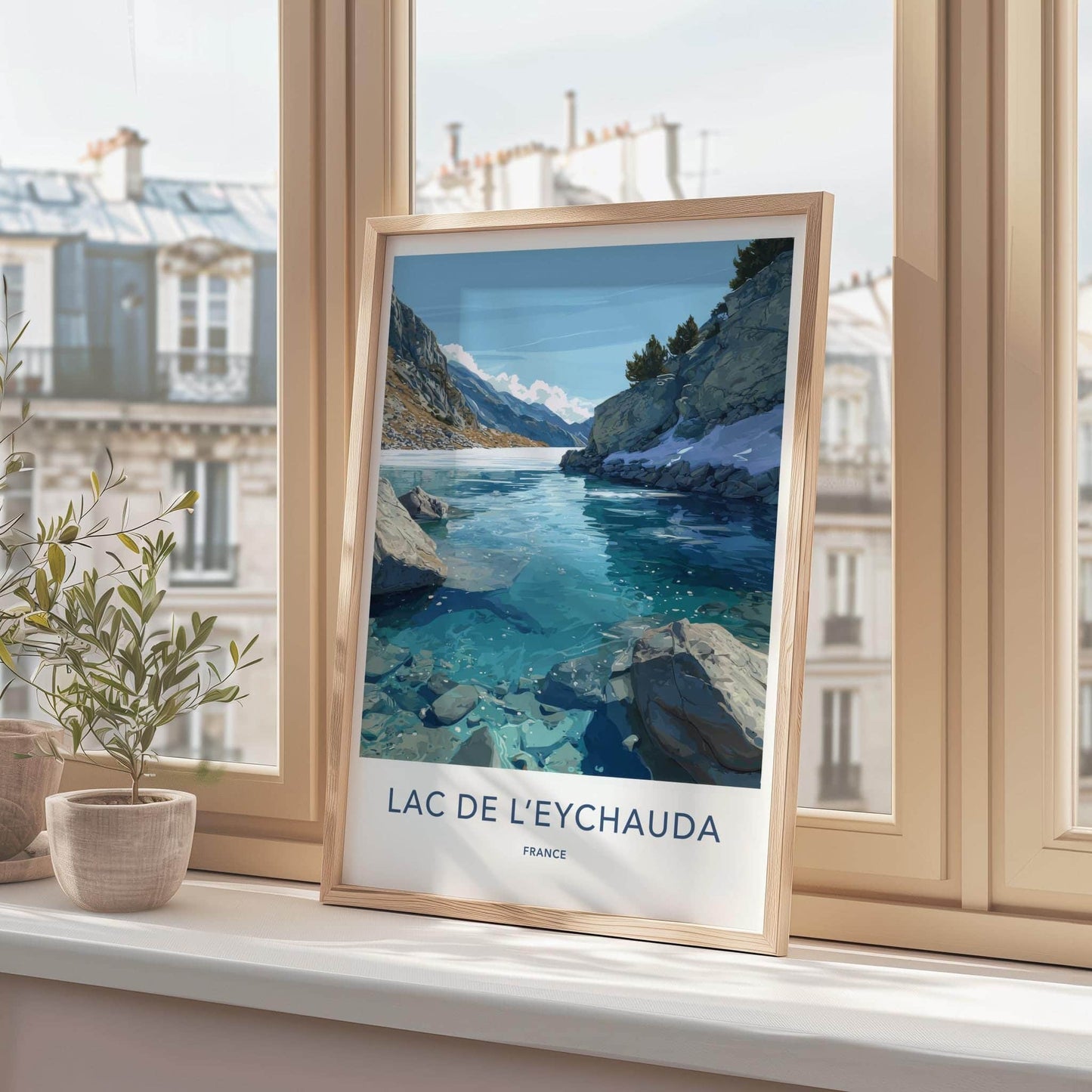 Lac De LEychauda Poster - France Travel Art - Clear Mountain Lake Home Decor
