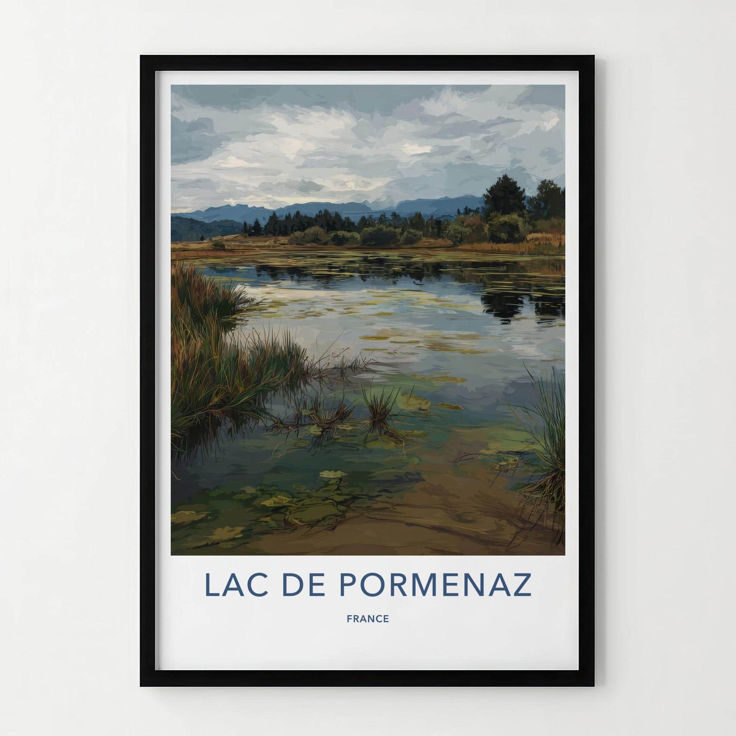 Lac De Pormenaz Poster - France Travel Art - Cloudy Lake Landscape Wall Decor
