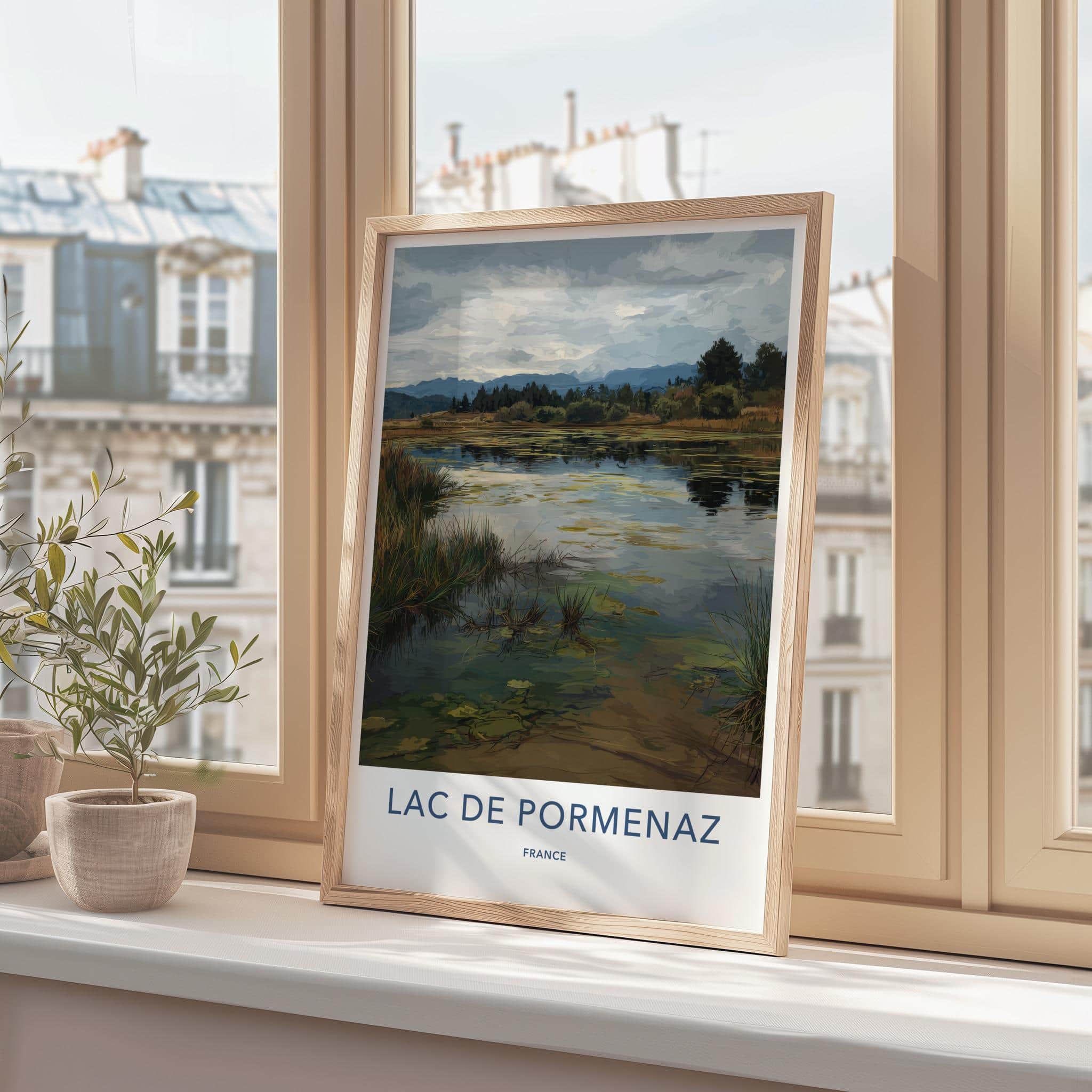 Lac De Pormenaz Poster - France Travel Art - Cloudy Lake Landscape Wall Decor
