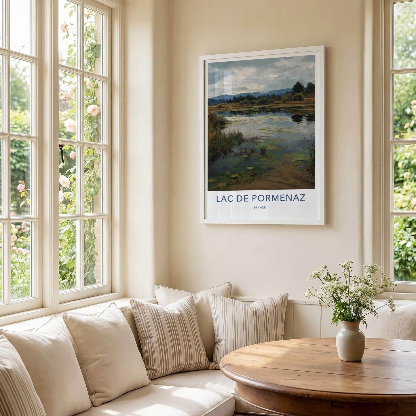 Lac De Pormenaz Poster - France Travel Art - Cloudy Lake Landscape Wall Decor