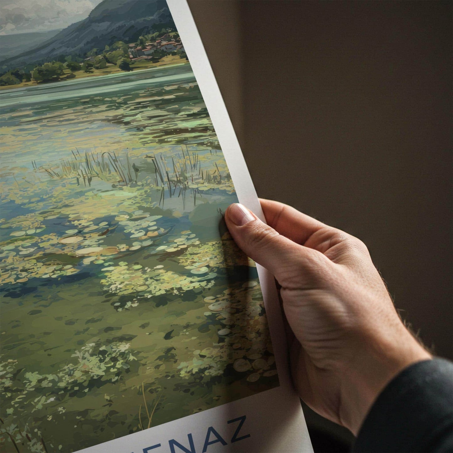 Lac De Pormenaz Poster - France Travel Art - Lilypad Mountain Lake Home Decor