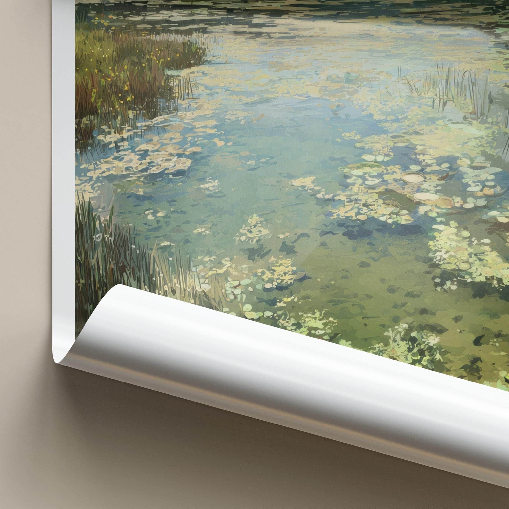 Lac De Pormenaz Poster - France Travel Art - Lilypad Mountain Lake Home Decor