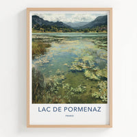Lac De Pormenaz Poster - France Travel Art - Lilypad Mountain Lake Home Decor