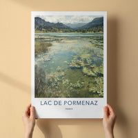 Lac De Pormenaz Poster - France Travel Art - Lilypad Mountain Lake Home Decor