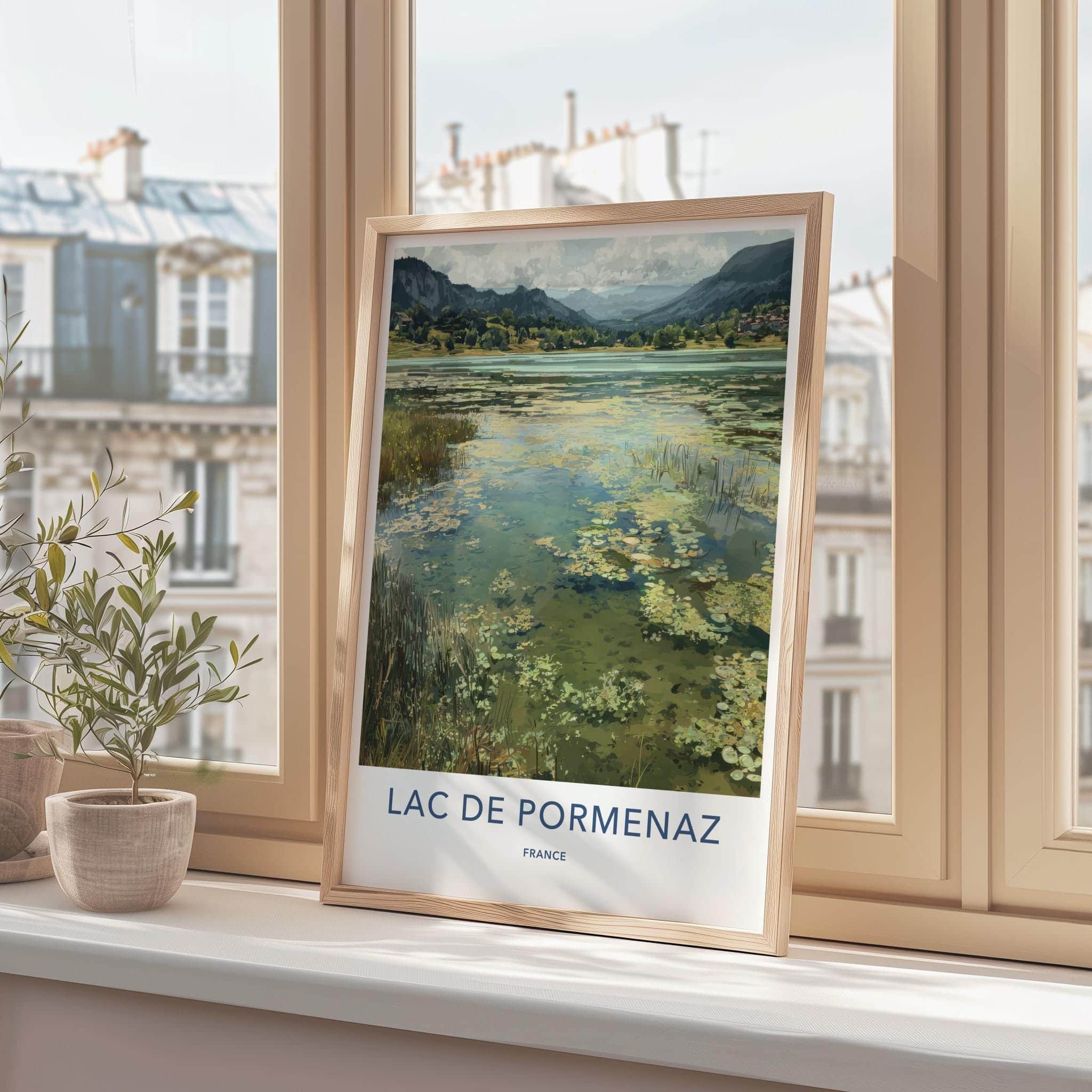 Lac De Pormenaz Poster - France Travel Art - Lilypad Mountain Lake Home Decor