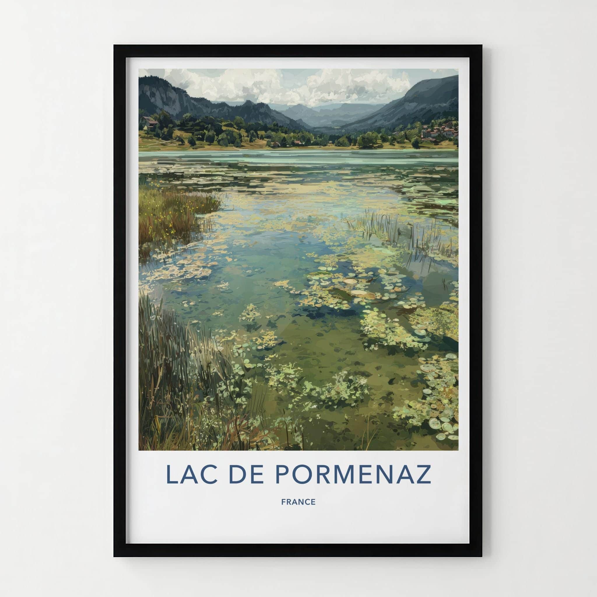 Lac De Pormenaz Poster - France Travel Art - Lilypad Mountain Lake Home Decor