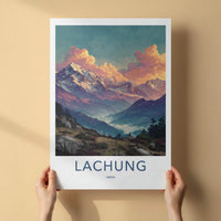 Lachung Poster - India Travel Art - Sikkim Misty Mountains Home Decor