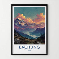 Lachung Poster - India Travel Art - Sikkim Misty Mountains Home Decor