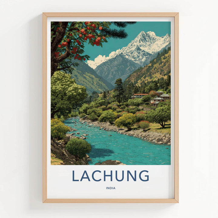 Lachung Poster - India Travel Art - Sikkim Mountain River Valley Wall Decor