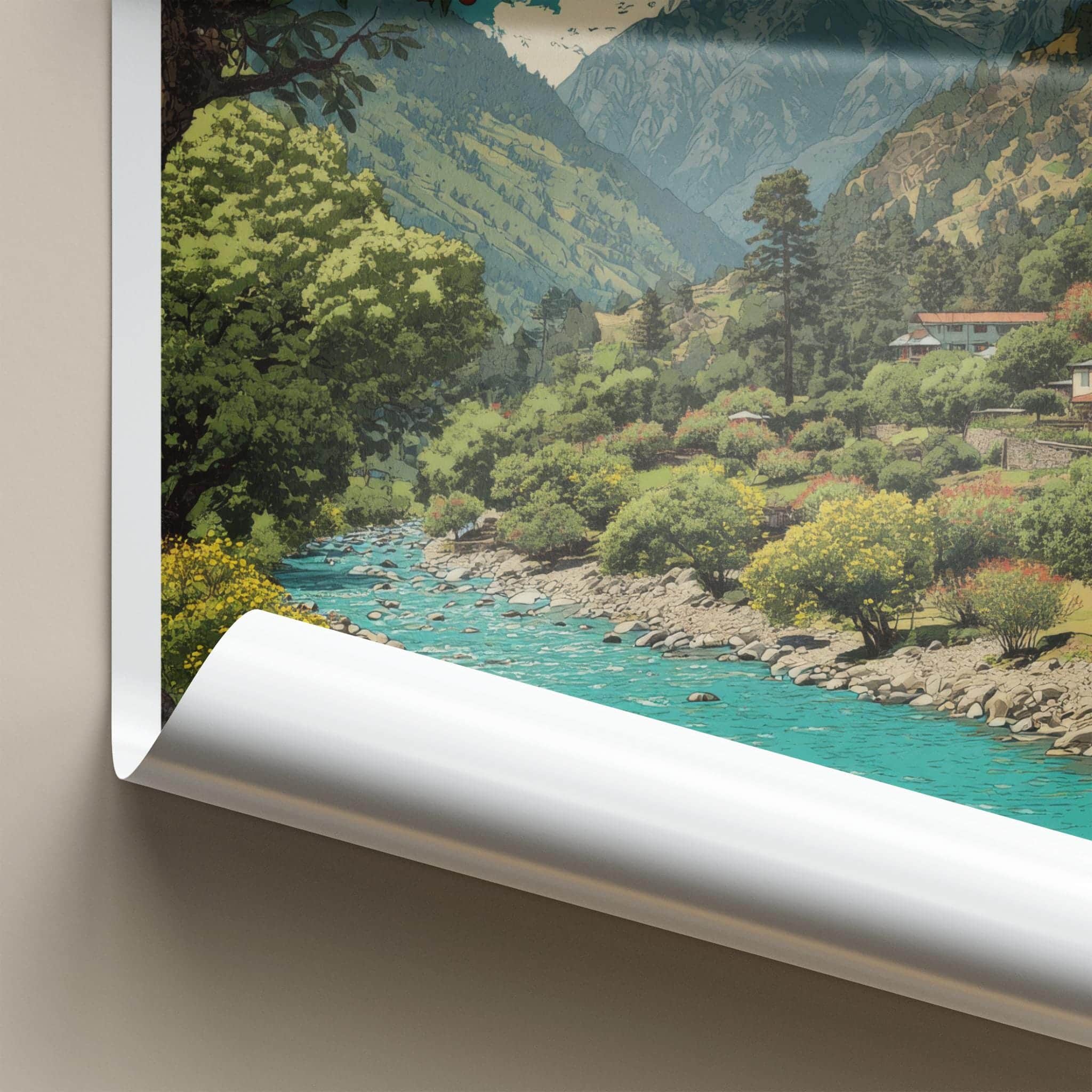 Lachung Poster - India Travel Art - Sikkim Mountain River Valley Wall Decor