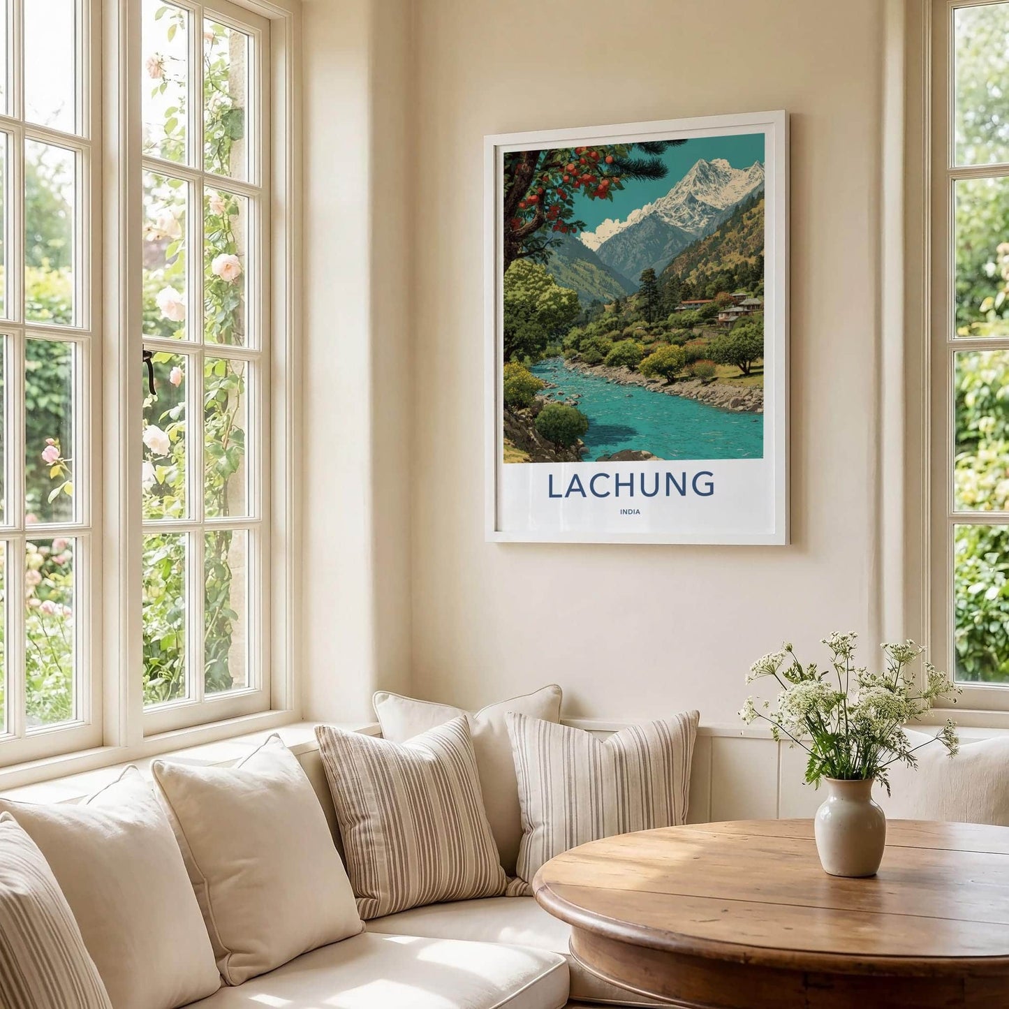 Lachung Poster - India Travel Art - Sikkim Mountain River Valley Wall Decor