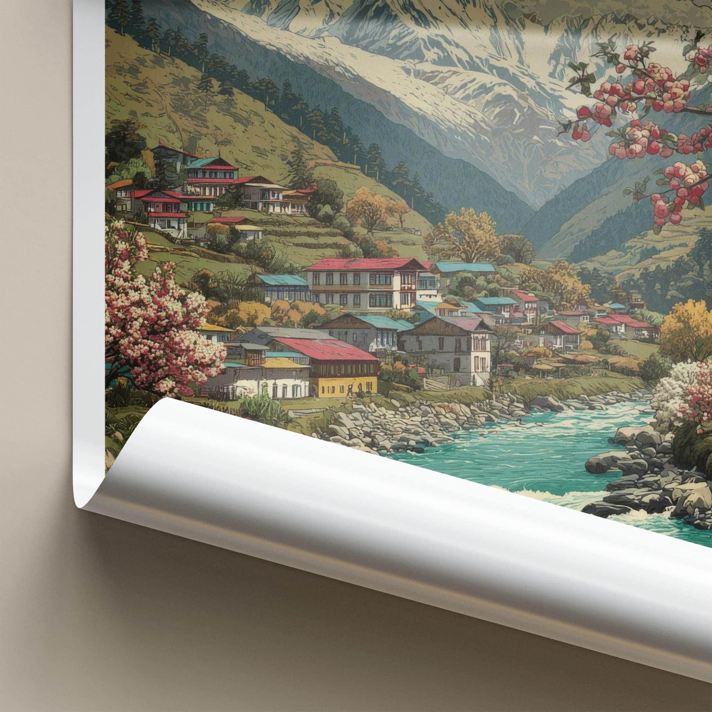 Lachung Poster - India Travel Art - Sikkim Mountain Village Home Decor