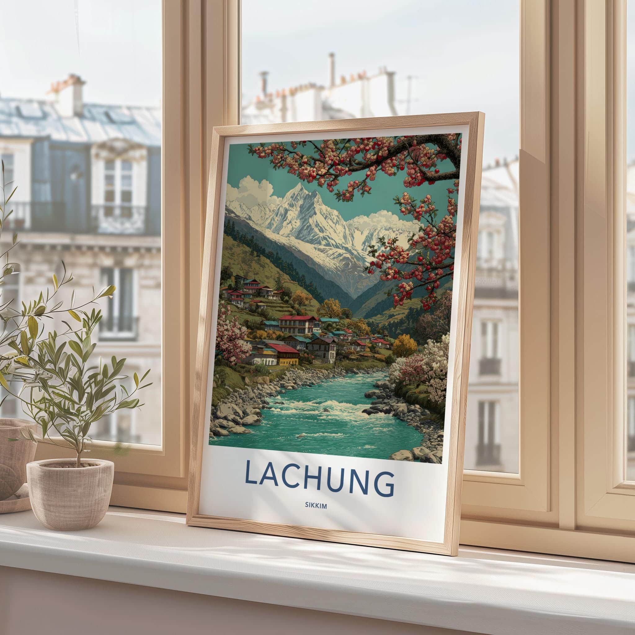 Lachung Poster - India Travel Art - Sikkim Mountain Village Home Decor