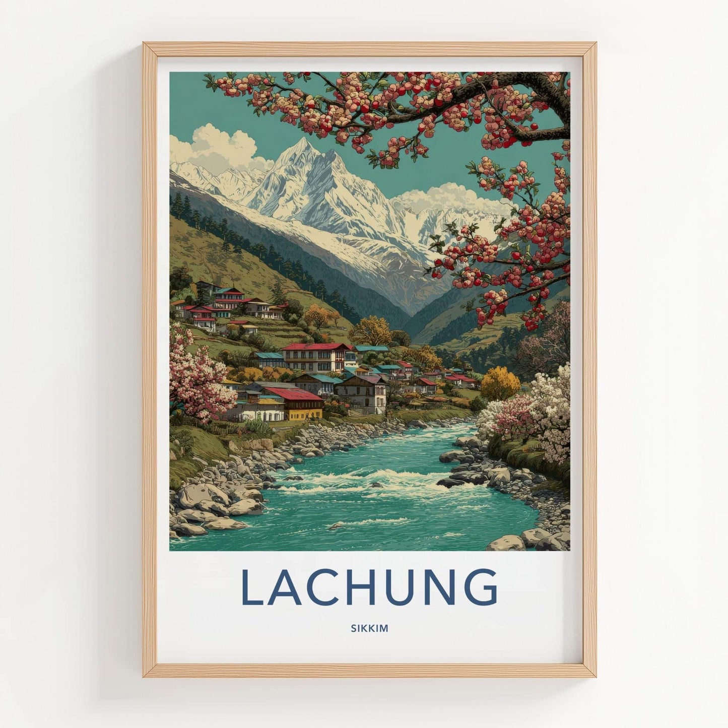 Lachung Poster - India Travel Art - Sikkim Mountain Village Home Decor