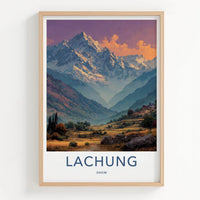 Lachung Poster - India Travel Art - Sikkim Sunrise Mountain Valley Home Decor