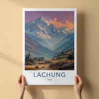 Lachung Poster - India Travel Art - Sikkim Sunrise Mountain Valley Home Decor