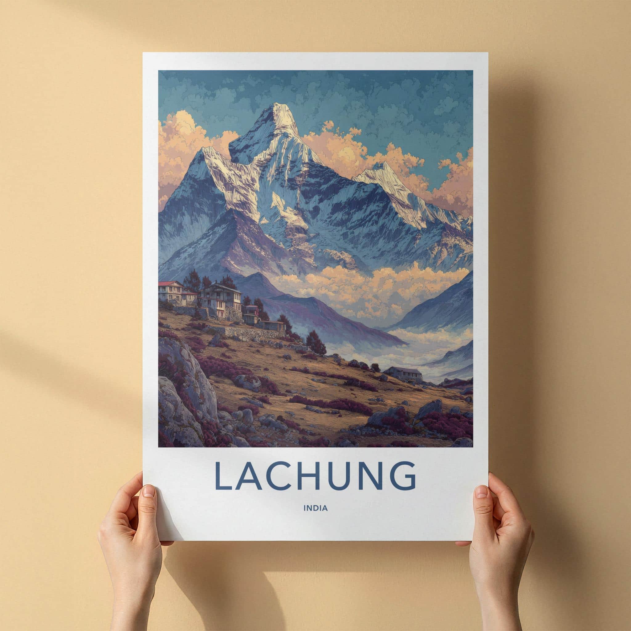 Lachung Poster - India Wall Art - Sikkim Mountain Village View Home Decor