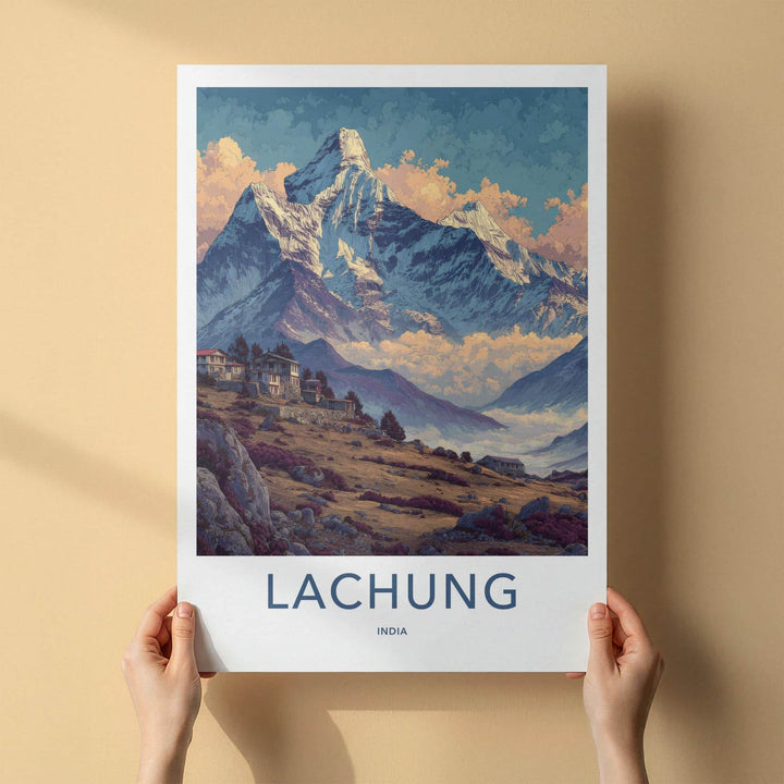 Lachung Poster - India Wall Art - Sikkim Mountain Village View Home Decor