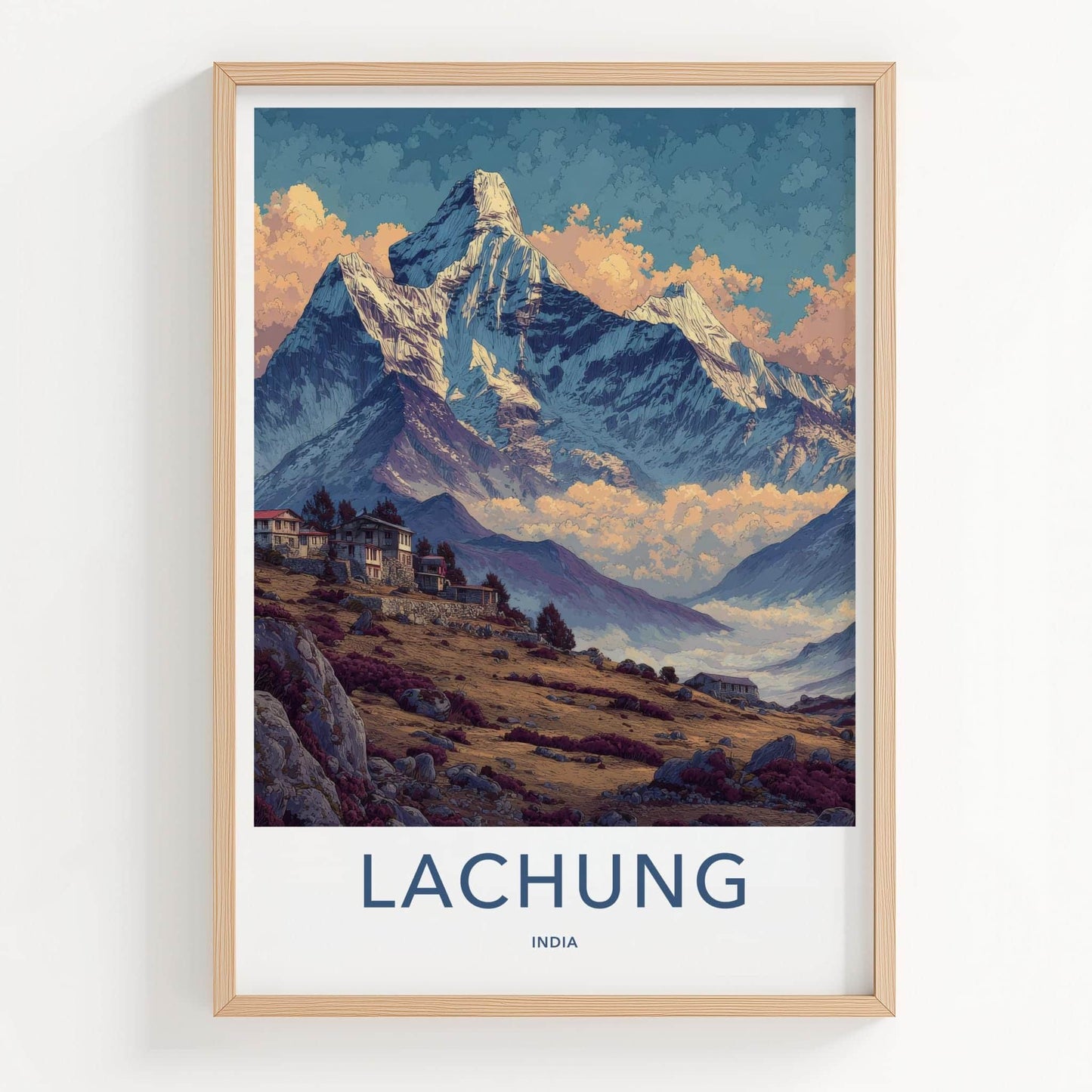 Lachung Poster - India Wall Art - Sikkim Mountain Village View Home Decor