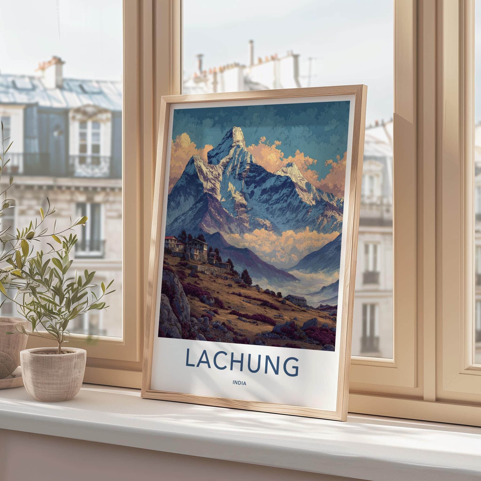 Lachung Poster - India Wall Art - Sikkim Mountain Village View Home Decor