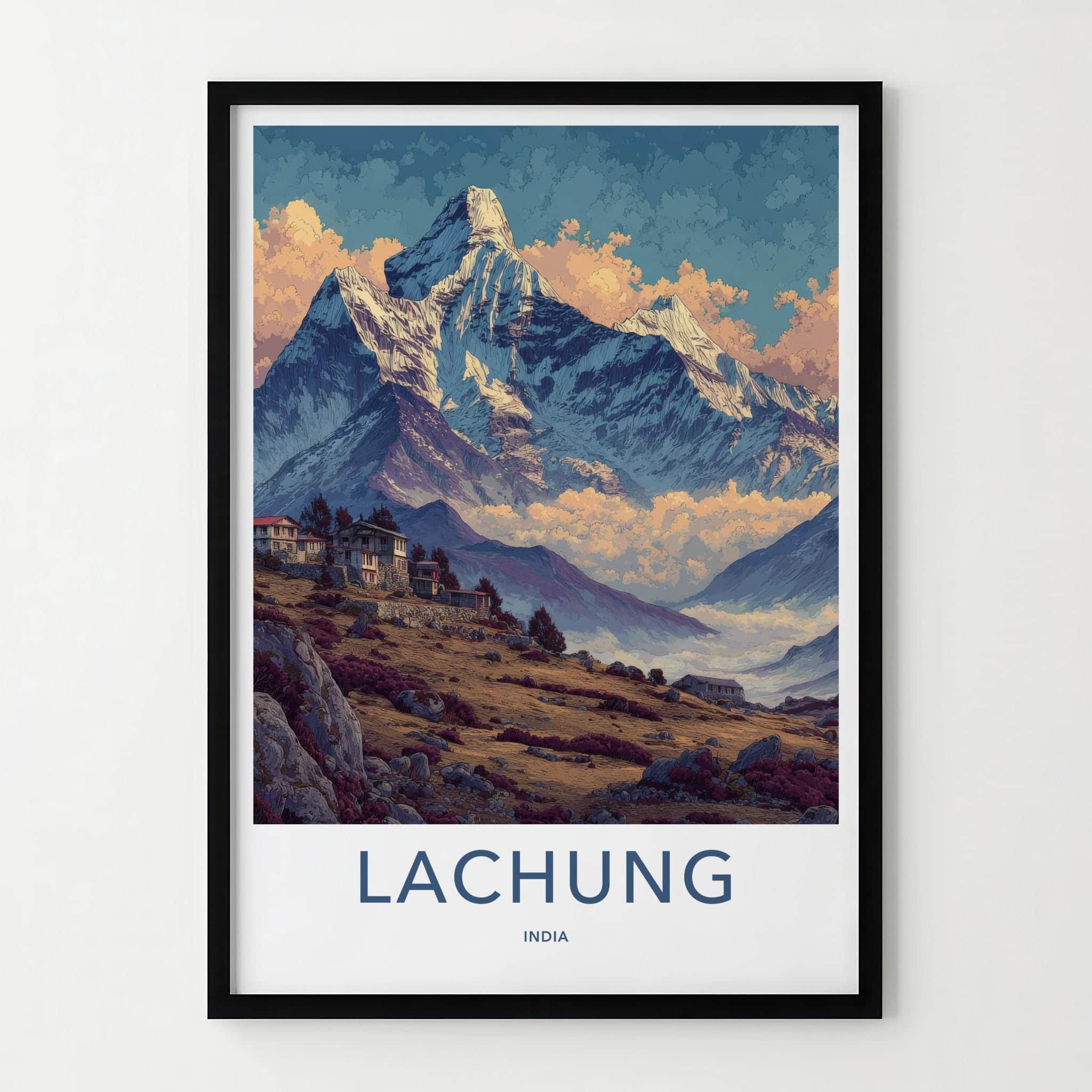 Lachung Poster - India Wall Art - Sikkim Mountain Village View Home Decor