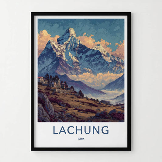 Lachung Poster - India Wall Art - Sikkim Mountain Village View Home Decor