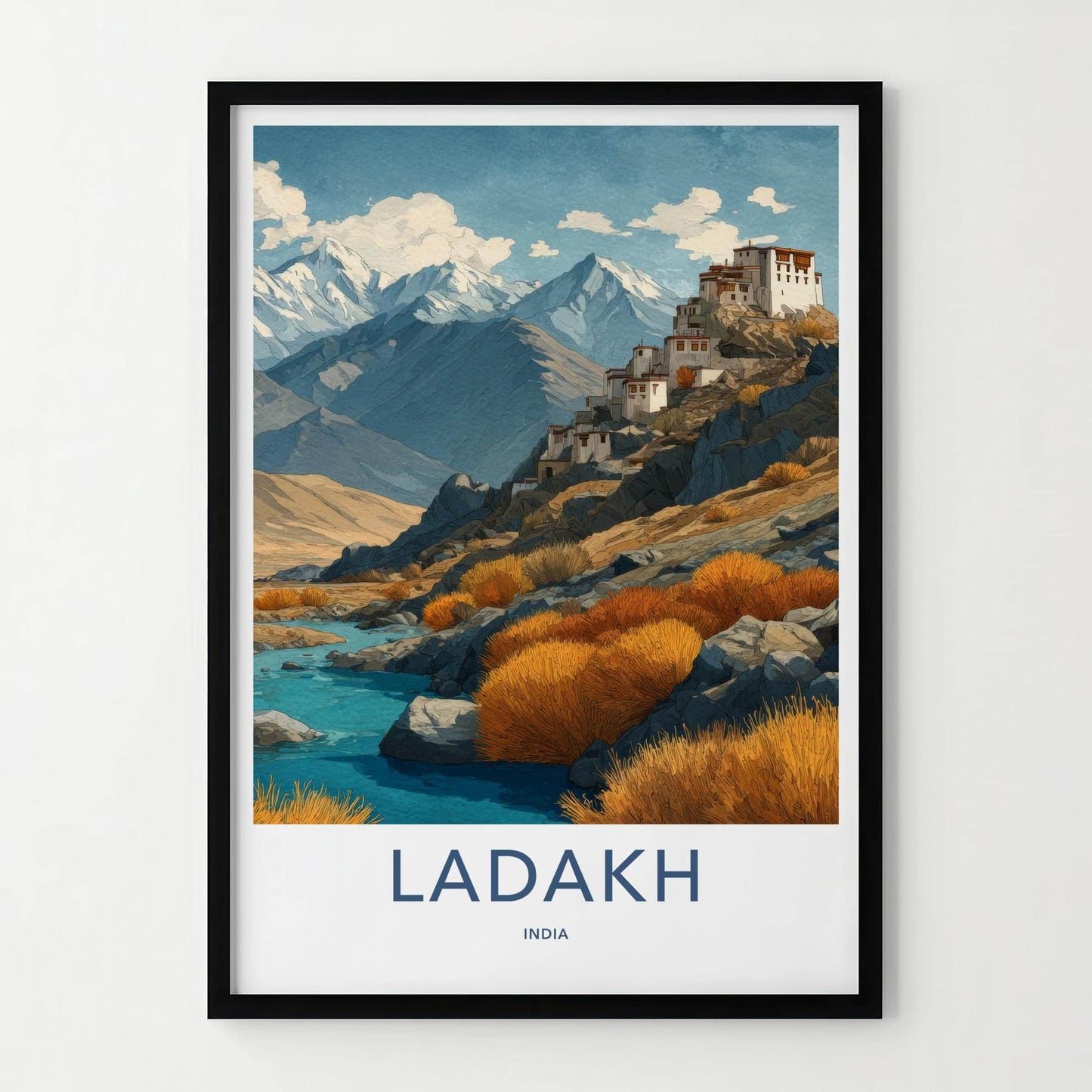 Ladakh Poster - India Framed Print - Ladakh Mountain Monastery Lounge Decor