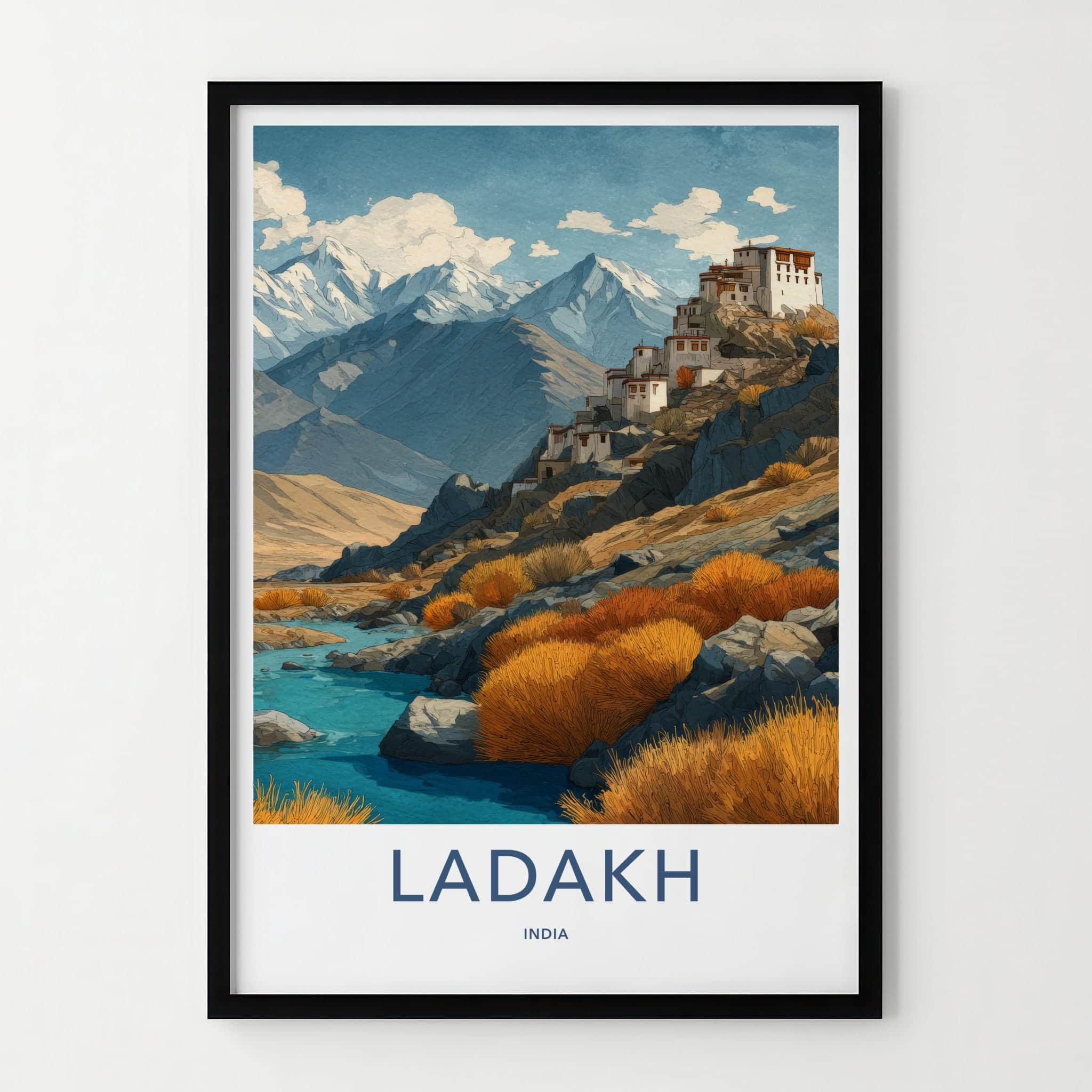 Ladakh Poster - India Framed Print - Ladakh Mountain Monastery Lounge Decor