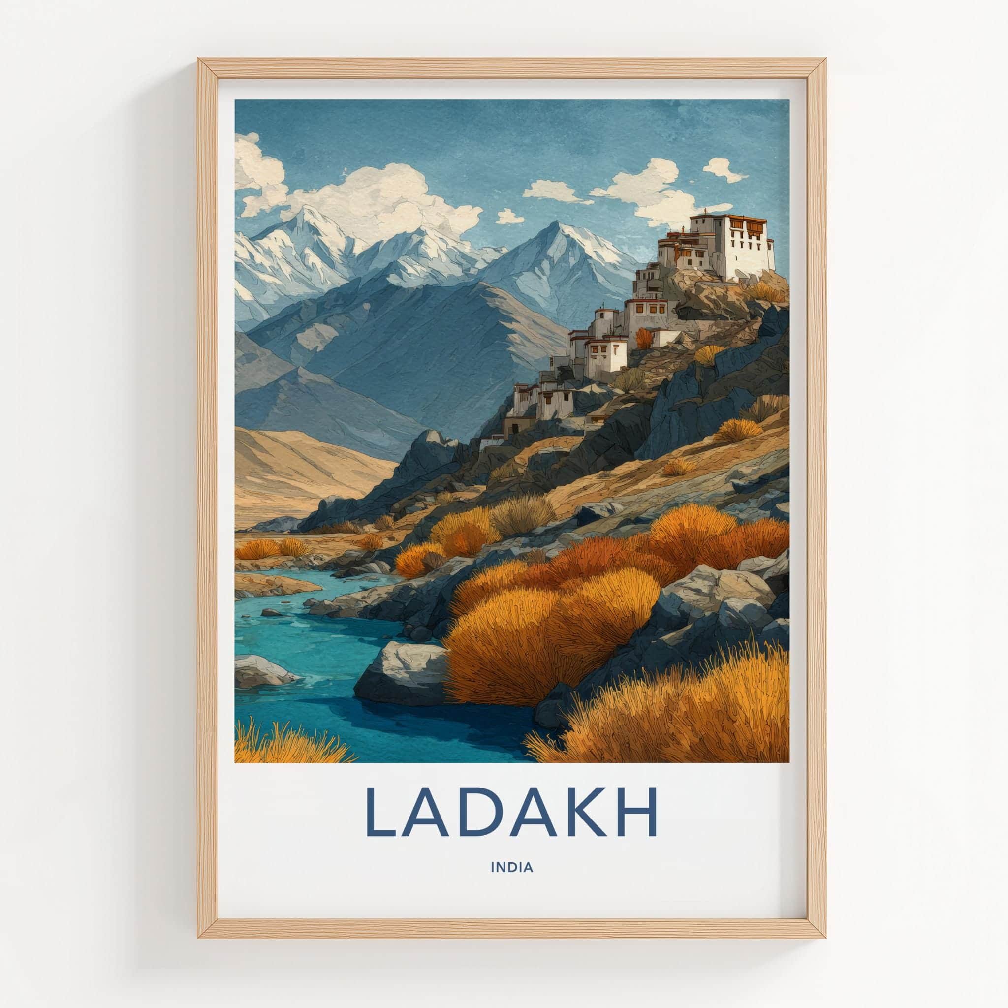 Ladakh Poster - India Framed Print - Ladakh Mountain Monastery Lounge Decor