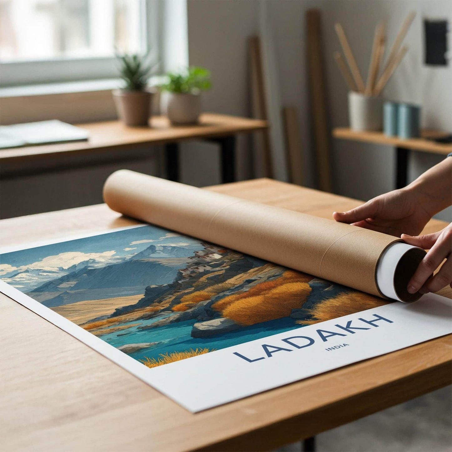 Ladakh Poster - India Framed Print - Ladakh Mountain Monastery Lounge Decor
