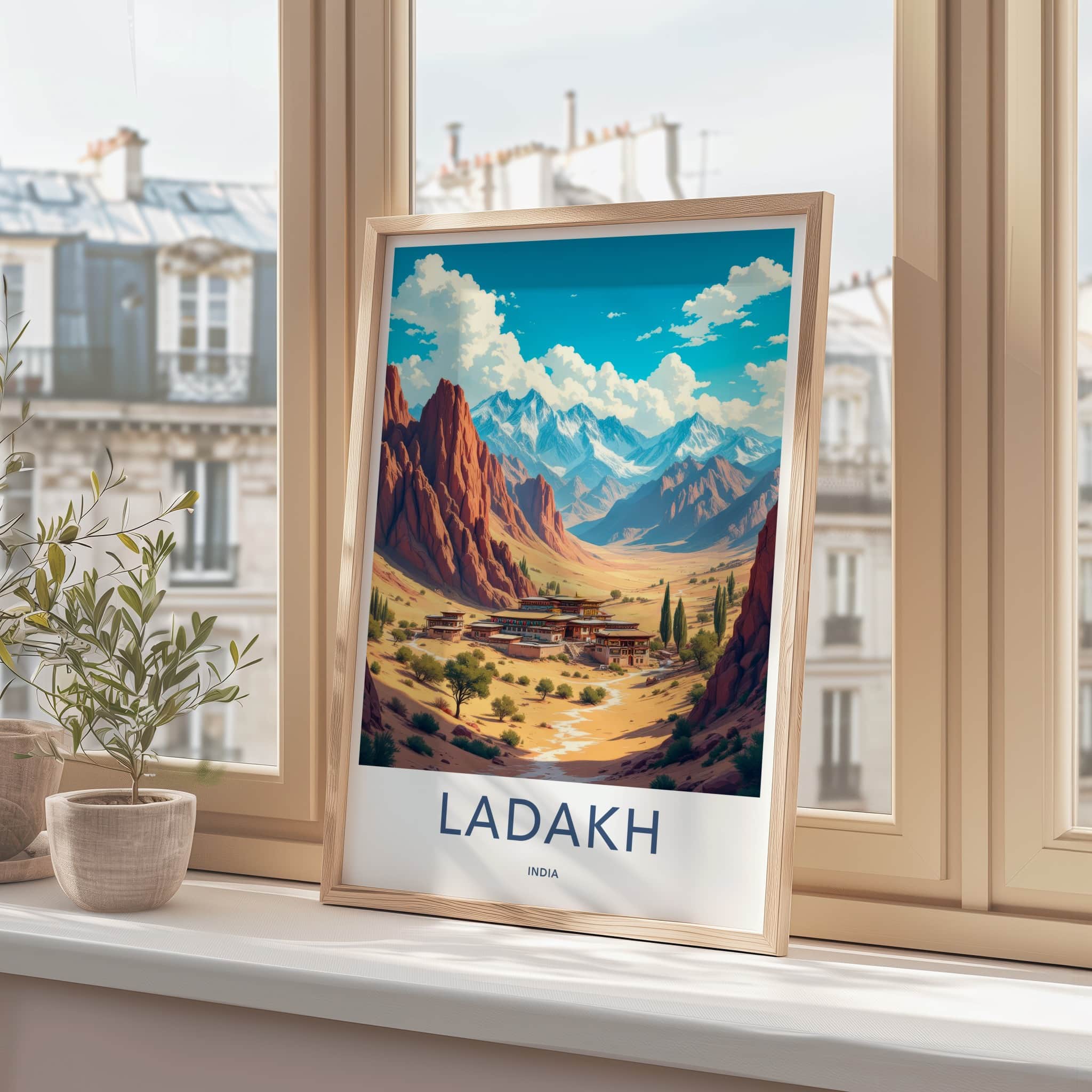 Ladakh Poster - India Travel Art - Ladakh Arid Valley Temple Home Decor