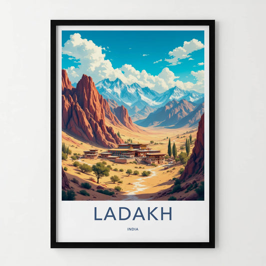 Ladakh Poster - India Travel Art - Ladakh Arid Valley Temple Home Decor