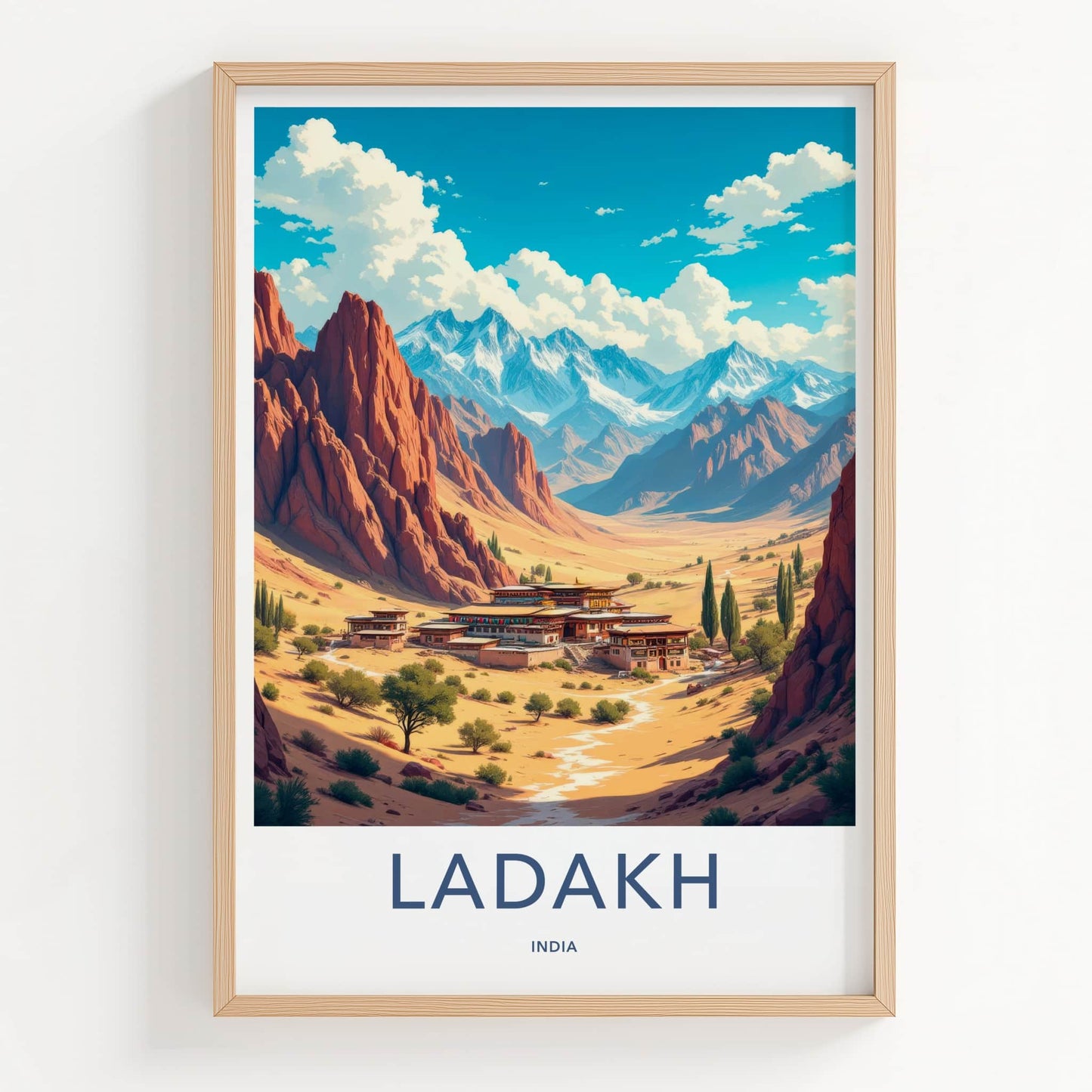 Ladakh Poster - India Travel Art - Ladakh Arid Valley Temple Home Decor