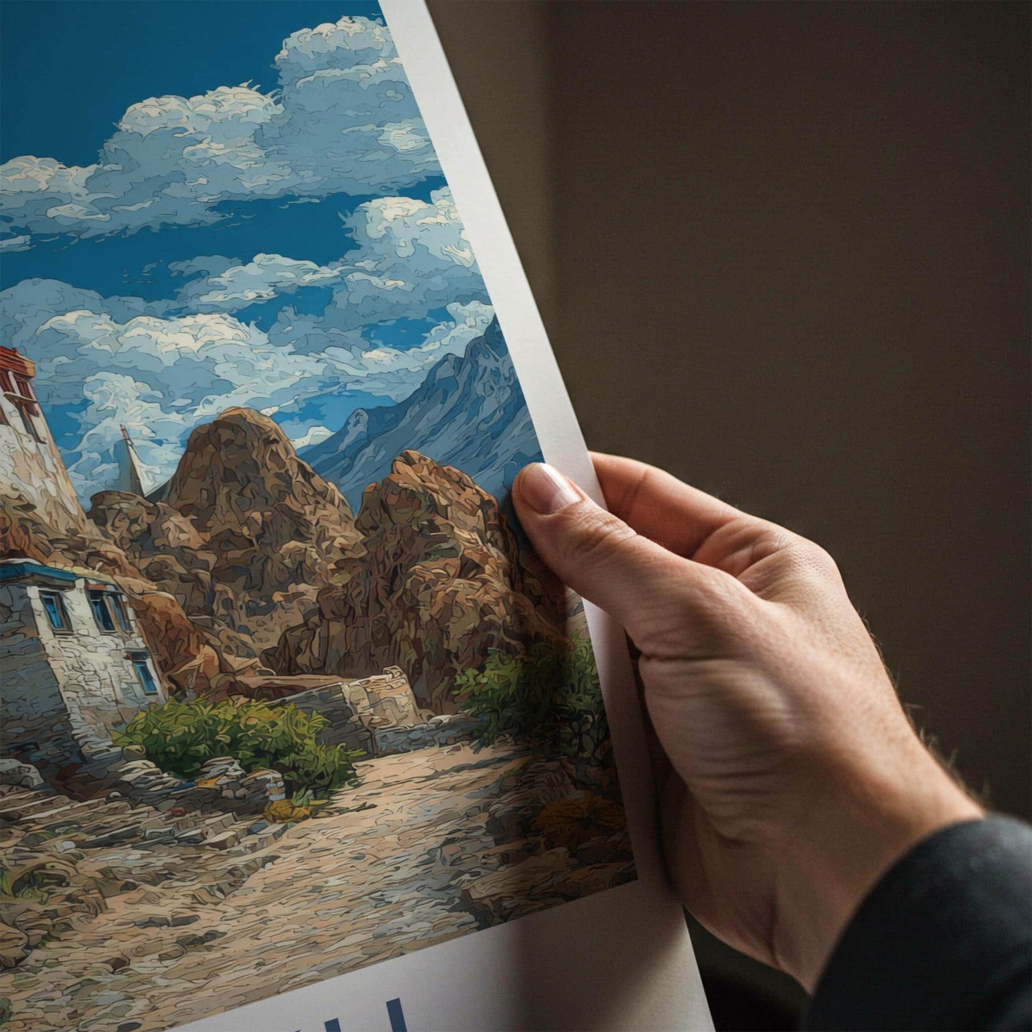 Ladakh Poster - India Travel Art - Ladakh Cliffside Temple Home Decor