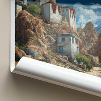 Ladakh Poster - India Travel Art - Ladakh Cliffside Temple Home Decor