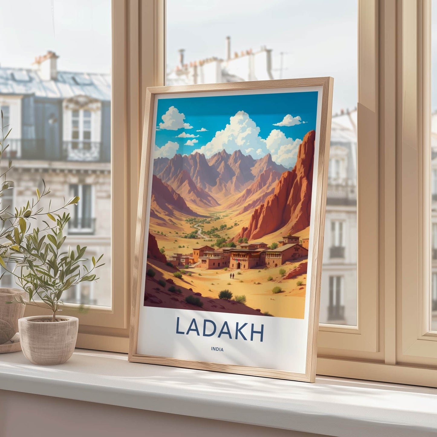 Ladakh Poster - India Travel Art - Ladakh Desert Village Home Decor