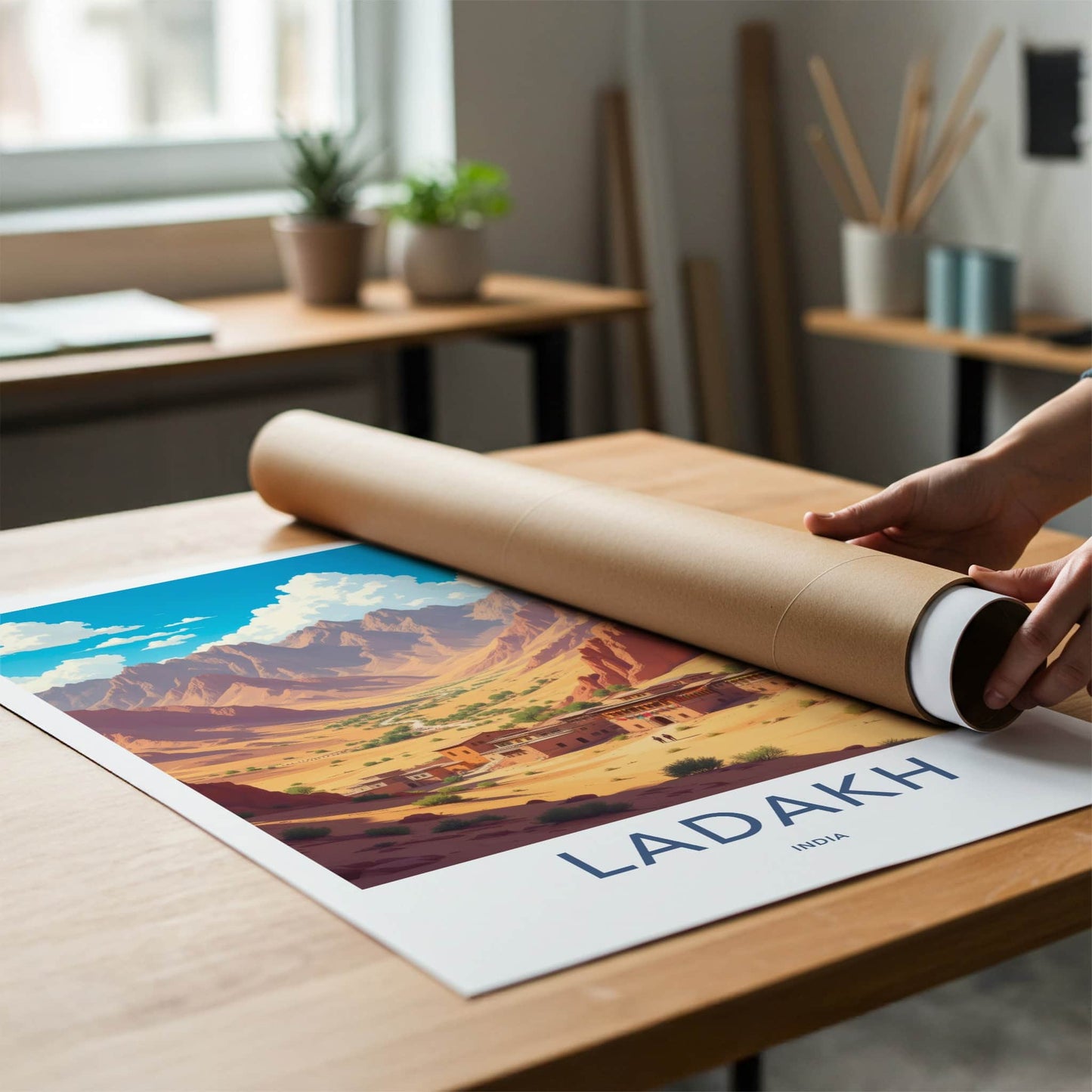Ladakh Poster - India Travel Art - Ladakh Desert Village Home Decor