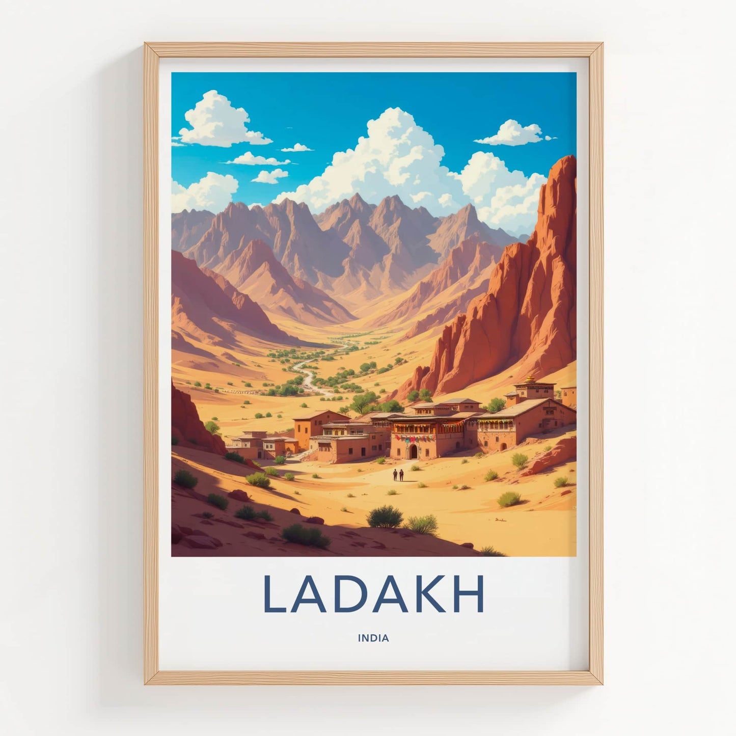 Ladakh Poster - India Travel Art - Ladakh Desert Village Home Decor