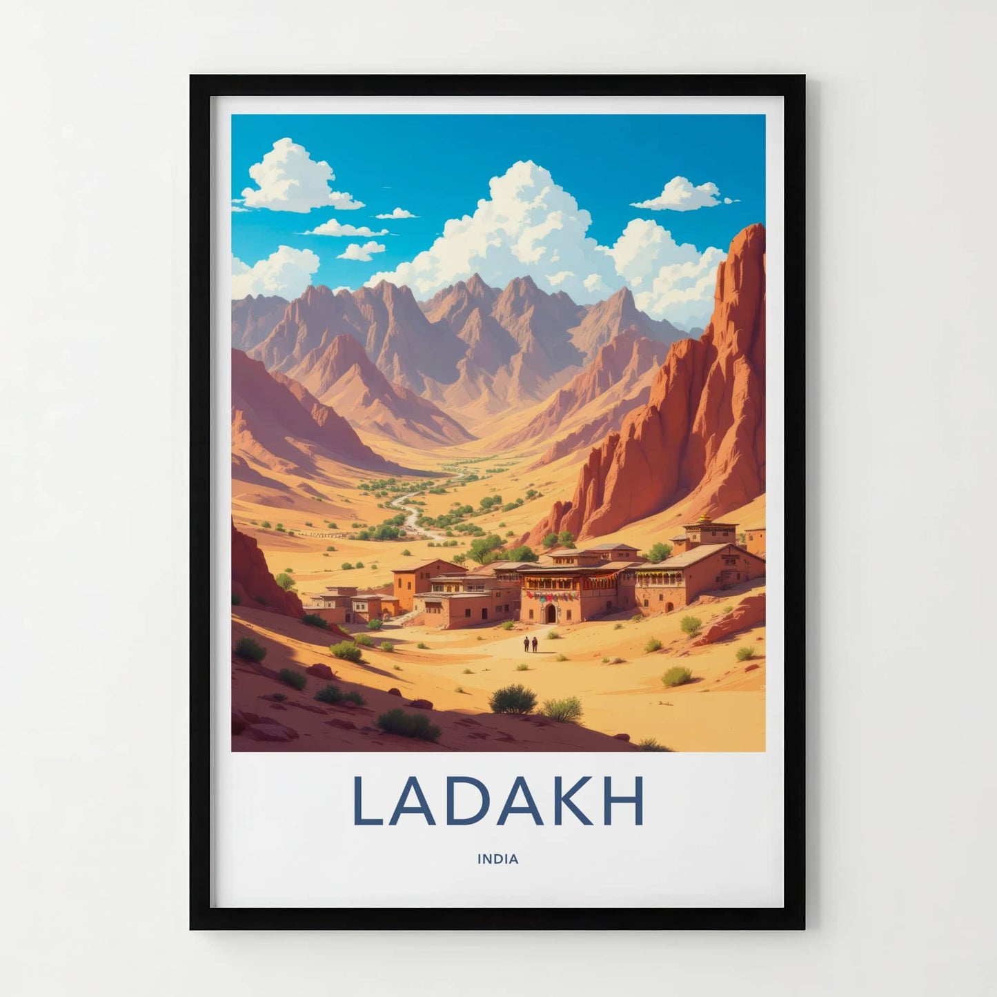 Ladakh Poster - India Travel Art - Ladakh Desert Village Home Decor